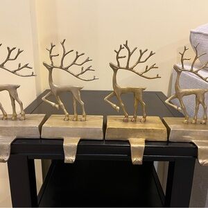 Pottery Barn Gold Reindeer Stocking Holders